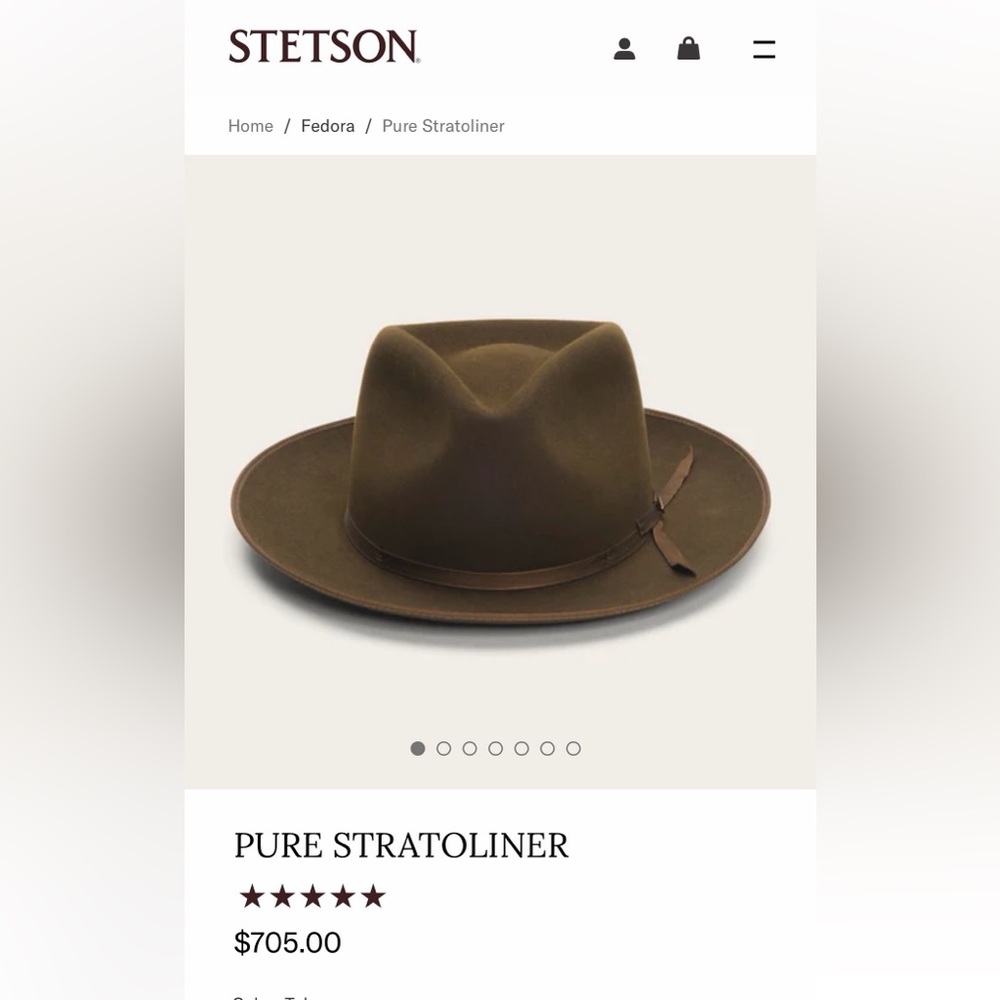 Vintage UNISEX Stetson Stratoliner Hat in Tobacco